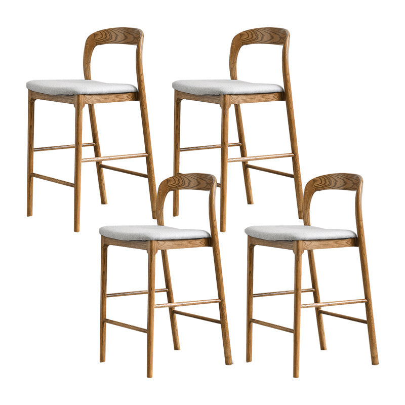Indoor Solid Wood Bar Stool Upholstered Bar Stool with Footrest Walnut + Gray 4 Piece Set Clearhalo 'Bar Furniture' 'Bar Stools' 'bar_stools' 'furn' 'furn_bar_stools' 'Furniture' 'Kitchen & Dining Furniture' 7403421
