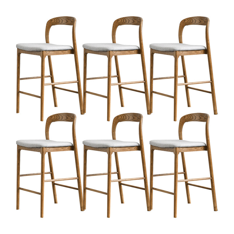 Indoor Solid Wood Bar Stool Upholstered Bar Stool with Footrest Walnut + Gray 6 Piece Set Clearhalo 'Bar Furniture' 'Bar Stools' 'bar_stools' 'furn' 'furn_bar_stools' 'Furniture' 'Kitchen & Dining Furniture' 7403422
