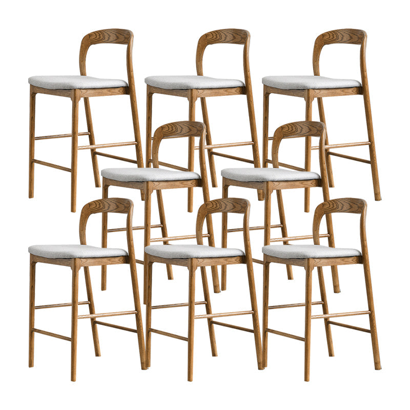 Indoor Solid Wood Bar Stool Upholstered Bar Stool with Footrest Walnut + Gray 8 Piece Set Clearhalo 'Bar Furniture' 'Bar Stools' 'bar_stools' 'furn' 'furn_bar_stools' 'Furniture' 'Kitchen & Dining Furniture' 7403424