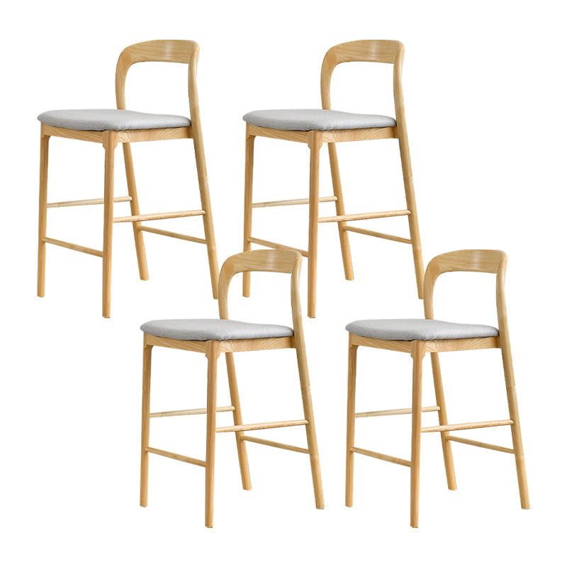 Indoor Solid Wood Bar Stool Upholstered Bar Stool with Footrest Wood + Gray 4 Piece Set Clearhalo 'Bar Furniture' 'Bar Stools' 'bar_stools' 'furn' 'furn_bar_stools' 'Furniture' 'Kitchen & Dining Furniture' 7403428