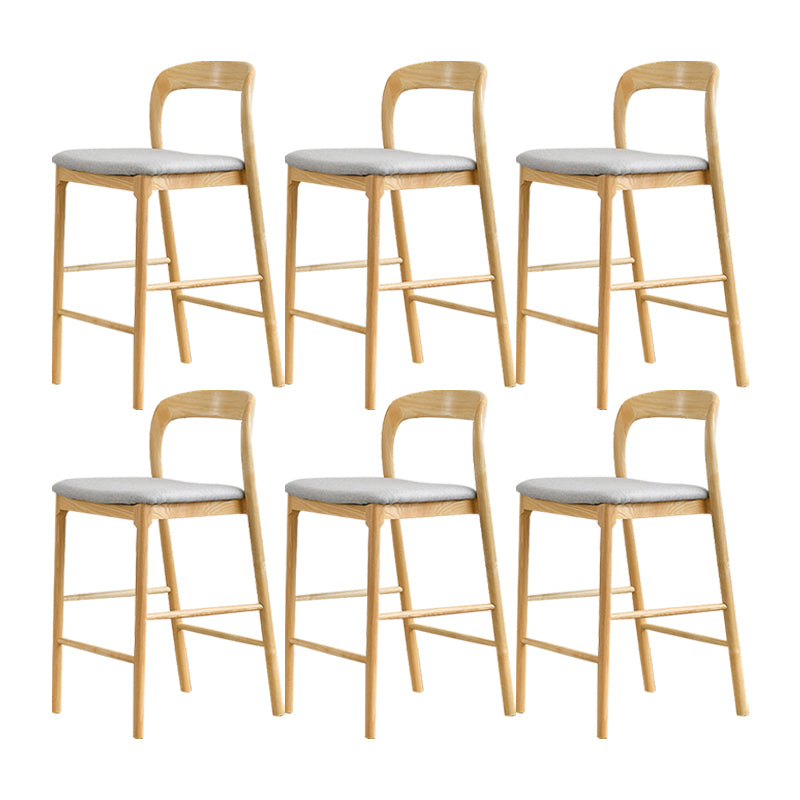 Indoor Solid Wood Bar Stool Upholstered Bar Stool with Footrest Wood + Gray 6 Piece Set Clearhalo 'Bar Furniture' 'Bar Stools' 'bar_stools' 'furn' 'furn_bar_stools' 'Furniture' 'Kitchen & Dining Furniture' 7403429