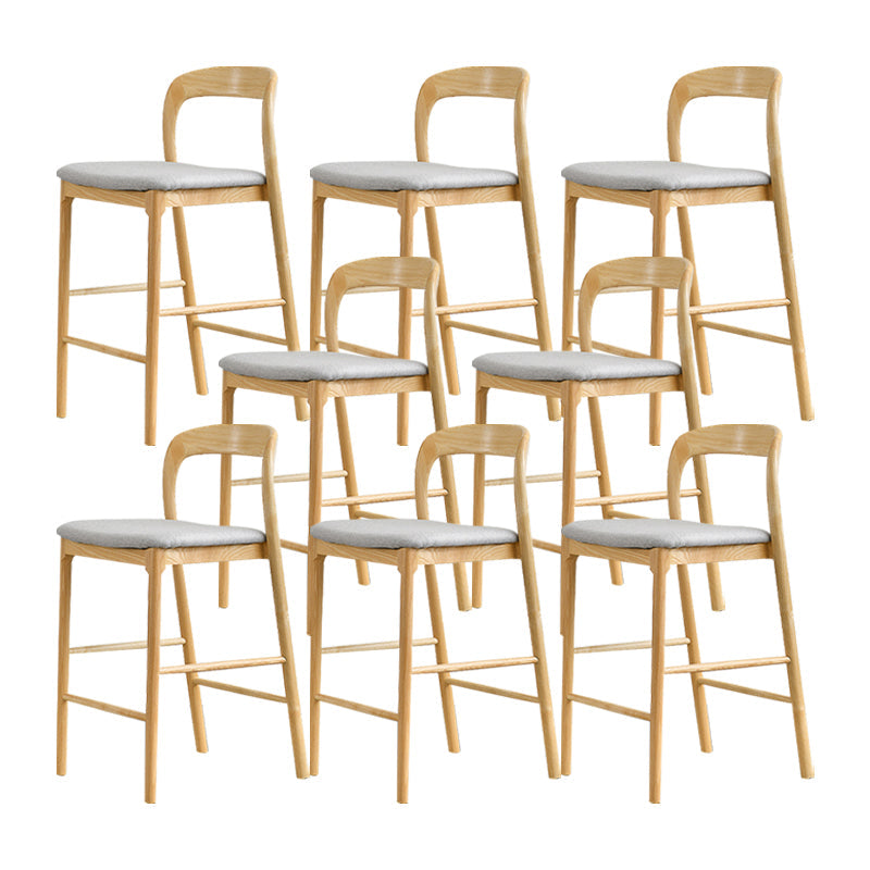 Indoor Solid Wood Bar Stool Upholstered Bar Stool with Footrest Wood + Gray 8 Piece Set Clearhalo 'Bar Furniture' 'Bar Stools' 'bar_stools' 'furn' 'furn_bar_stools' 'Furniture' 'Kitchen & Dining Furniture' 7403430