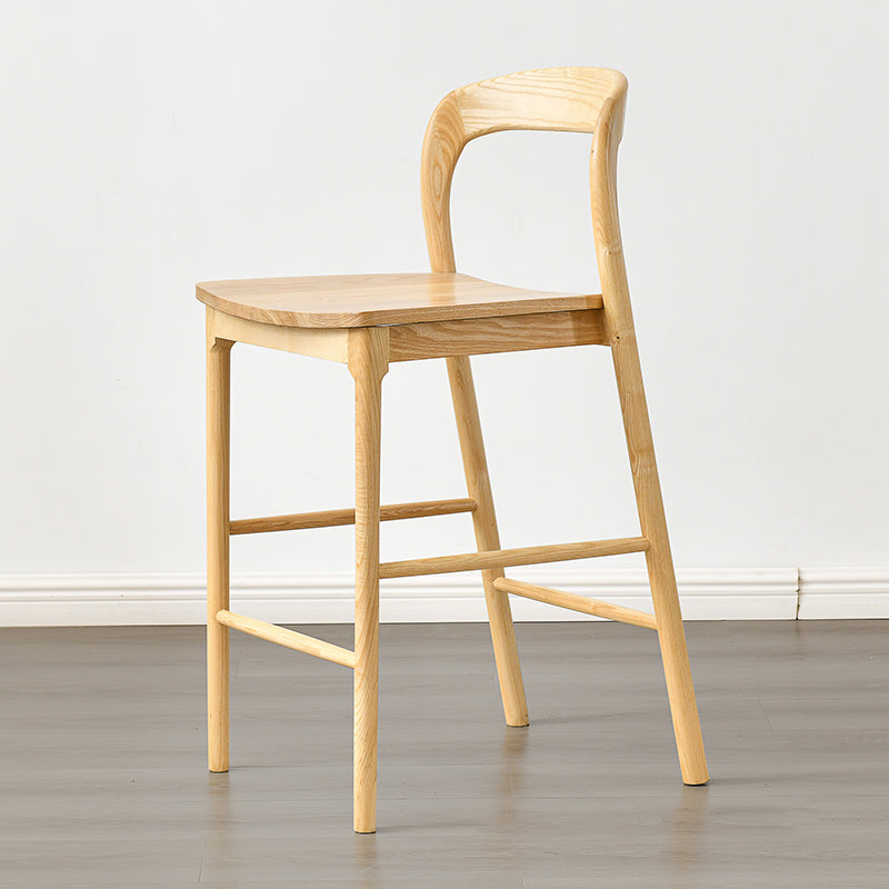 Indoor Solid Wood Bar Stool Upholstered Bar Stool with Footrest Natural 1 Piece Clearhalo 'Bar Furniture' 'Bar Stools' 'bar_stools' 'furn' 'furn_bar_stools' 'Furniture' 'Kitchen & Dining Furniture' 7403431