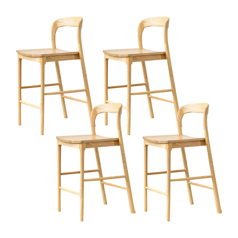 Indoor Solid Wood Bar Stool Upholstered Bar Stool with Footrest Natural 4 Piece Set Clearhalo 'Bar Furniture' 'Bar Stools' 'bar_stools' 'furn' 'furn_bar_stools' 'Furniture' 'Kitchen & Dining Furniture' 7403433