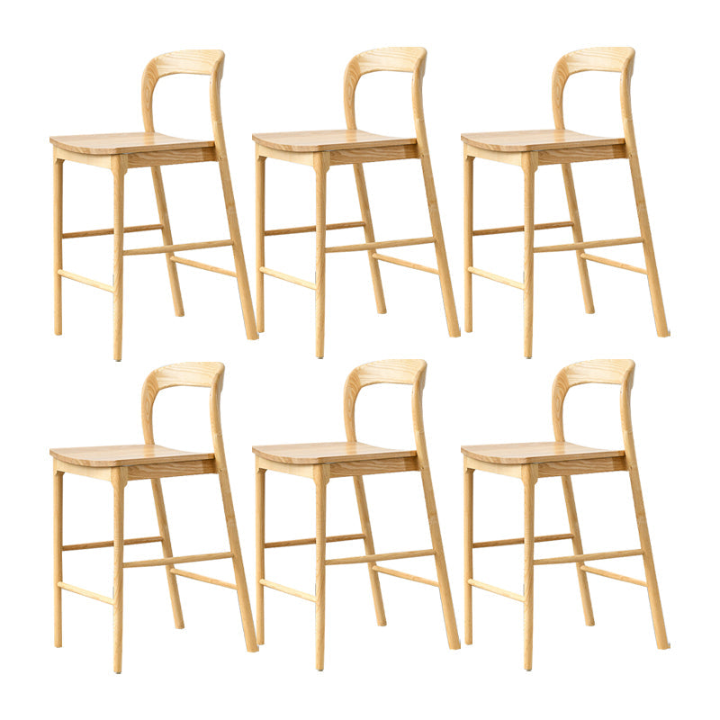 Indoor Solid Wood Bar Stool Upholstered Bar Stool with Footrest Natural 6 Piece Set Clearhalo 'Bar Furniture' 'Bar Stools' 'bar_stools' 'furn' 'furn_bar_stools' 'Furniture' 'Kitchen & Dining Furniture' 7403434