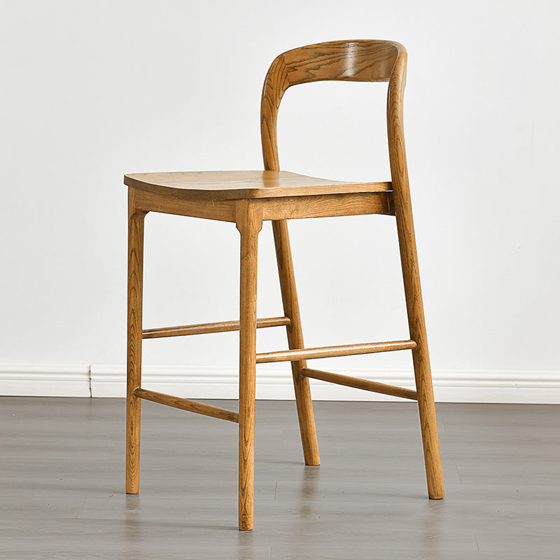 Indoor Solid Wood Bar Stool Upholstered Bar Stool with Footrest Light Wood 1 Piece Clearhalo 'Bar Furniture' 'Bar Stools' 'bar_stools' 'furn' 'furn_bar_stools' 'Furniture' 'Kitchen & Dining Furniture' 7403436