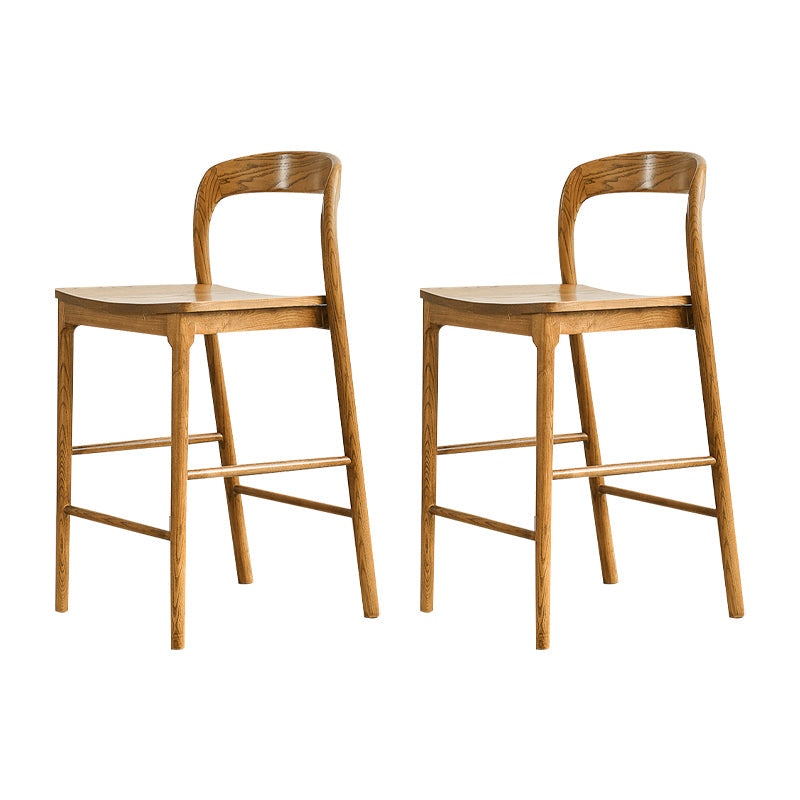 Indoor Solid Wood Bar Stool Upholstered Bar Stool with Footrest Light Wood 2 Piece Set Clearhalo 'Bar Furniture' 'Bar Stools' 'bar_stools' 'furn' 'furn_bar_stools' 'Furniture' 'Kitchen & Dining Furniture' 7403437