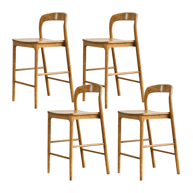 Indoor Solid Wood Bar Stool Upholstered Bar Stool with Footrest Light Wood 4 Piece Set Clearhalo 'Bar Furniture' 'Bar Stools' 'bar_stools' 'furn' 'furn_bar_stools' 'Furniture' 'Kitchen & Dining Furniture' 7403438