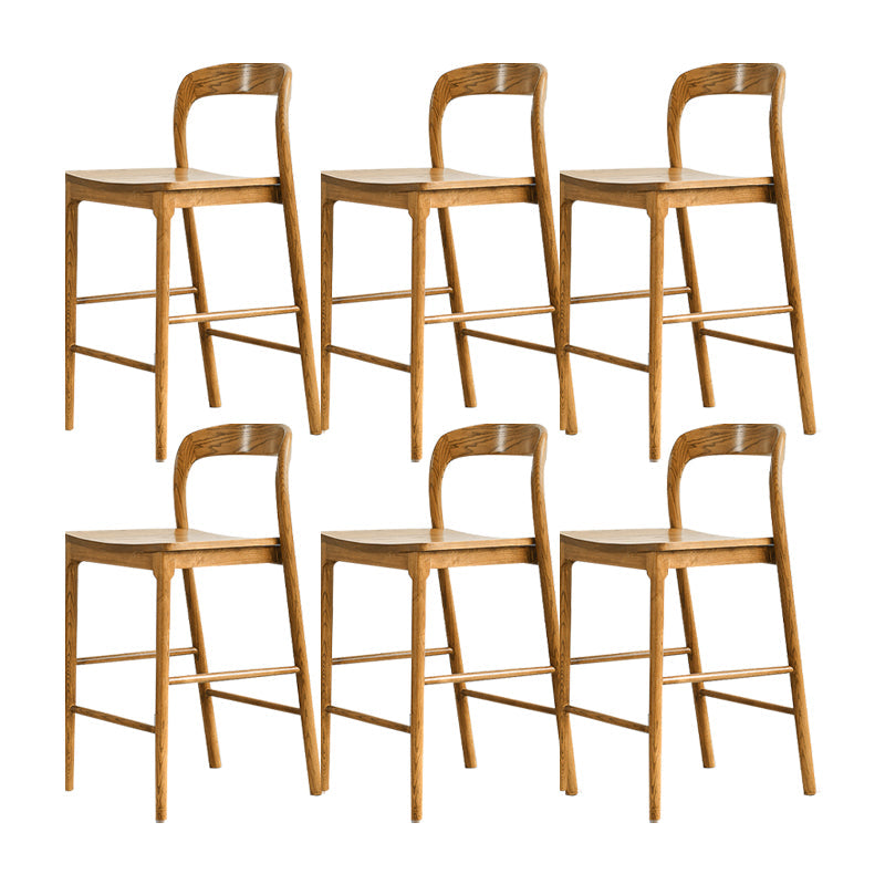 Indoor Solid Wood Bar Stool Upholstered Bar Stool with Footrest Light Wood 6 Piece Set Clearhalo 'Bar Furniture' 'Bar Stools' 'bar_stools' 'furn' 'furn_bar_stools' 'Furniture' 'Kitchen & Dining Furniture' 7403439