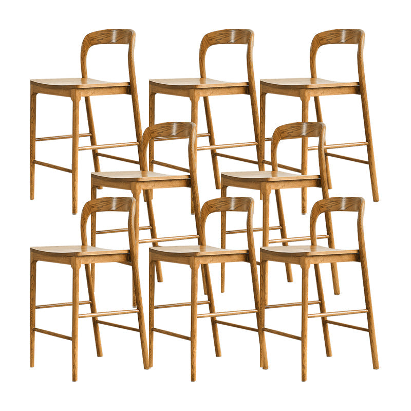 Indoor Solid Wood Bar Stool Upholstered Bar Stool with Footrest Light Wood 8 Piece Set Clearhalo 'Bar Furniture' 'Bar Stools' 'bar_stools' 'furn' 'furn_bar_stools' 'Furniture' 'Kitchen & Dining Furniture' 7403440