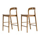 Indoor Solid Wood Bar Stool Upholstered Bar Stool with Footrest Nut-Brown 2 Piece Set Clearhalo 'Bar Furniture' 'Bar Stools' 'bar_stools' 'furn' 'furn_bar_stools' 'Furniture' 'Kitchen & Dining Furniture' 7403442