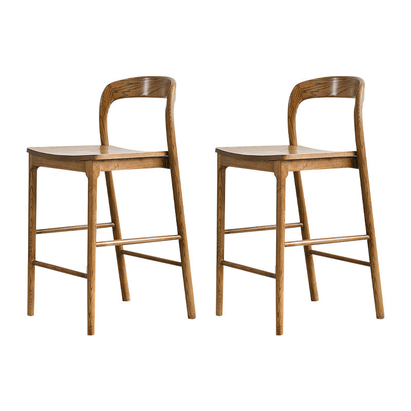 Indoor Solid Wood Bar Stool Upholstered Bar Stool with Footrest Nut-Brown 2 Piece Set Clearhalo 'Bar Furniture' 'Bar Stools' 'bar_stools' 'furn' 'furn_bar_stools' 'Furniture' 'Kitchen & Dining Furniture' 7403442