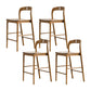 Indoor Solid Wood Bar Stool Upholstered Bar Stool with Footrest Nut-Brown 4 Piece Set Clearhalo 'Bar Furniture' 'Bar Stools' 'bar_stools' 'furn' 'furn_bar_stools' 'Furniture' 'Kitchen & Dining Furniture' 7403443