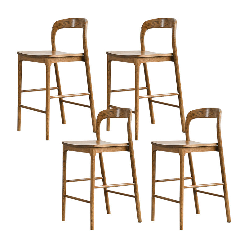 Indoor Solid Wood Bar Stool Upholstered Bar Stool with Footrest Nut-Brown 4 Piece Set Clearhalo 'Bar Furniture' 'Bar Stools' 'bar_stools' 'furn' 'furn_bar_stools' 'Furniture' 'Kitchen & Dining Furniture' 7403443