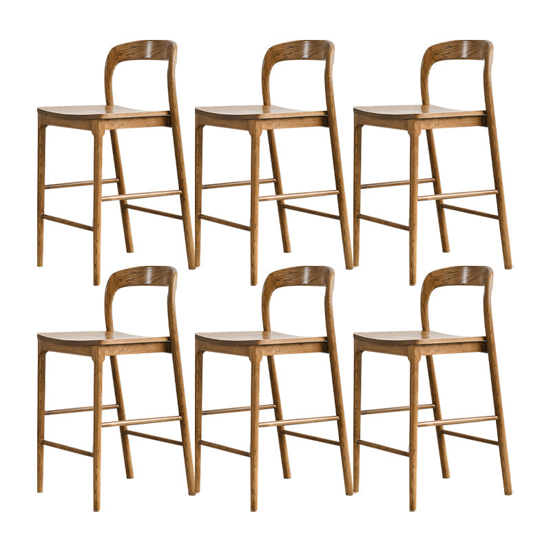 Indoor Solid Wood Bar Stool Upholstered Bar Stool with Footrest Nut-Brown 6 Piece Set Clearhalo 'Bar Furniture' 'Bar Stools' 'bar_stools' 'furn' 'furn_bar_stools' 'Furniture' 'Kitchen & Dining Furniture' 7403444