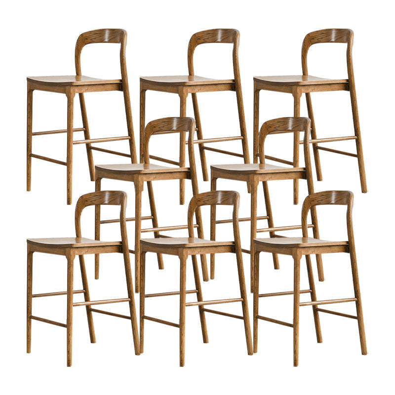 Indoor Solid Wood Bar Stool Upholstered Bar Stool with Footrest Nut-Brown 8 Piece Set Clearhalo 'Bar Furniture' 'Bar Stools' 'bar_stools' 'furn' 'furn_bar_stools' 'Furniture' 'Kitchen & Dining Furniture' 7403445