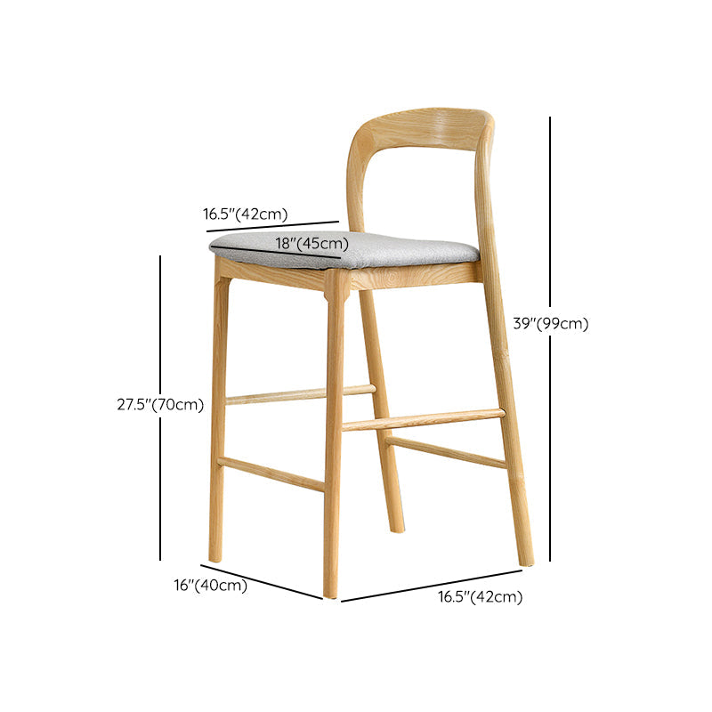 Indoor Solid Wood Bar Stool Upholstered Bar Stool with Footrest Clearhalo 'Bar Furniture' 'Bar Stools' 'bar_stools' 'furn' 'furn_bar_stools' 'Furniture' 'Kitchen & Dining Furniture' 7403451