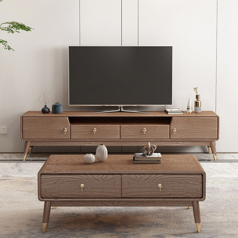 Solid Wood TV Media Console Scandinavian Stand Console with Drawers Clearhalo 'furn' 'furn_tv_stands_entertainment_centers' 'Furniture' 'Living Room Furniture' 'TV Stands & Entertainment Centers' 'TV Stands & Media Storage Furniture' 'tv_stands_entertainment_centers' 7403466