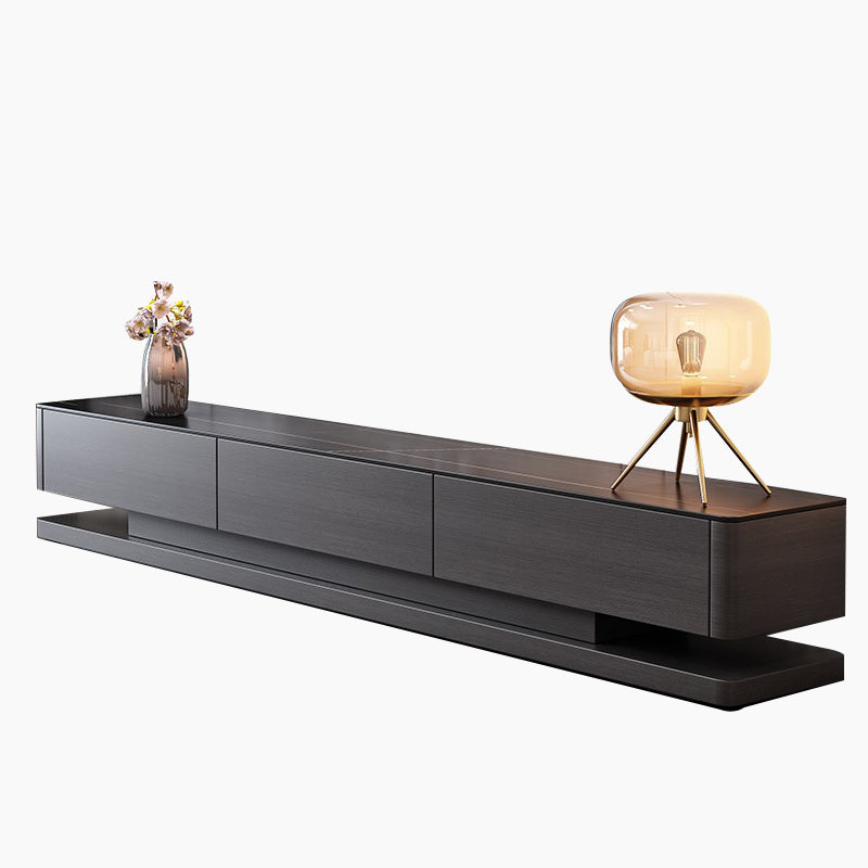 Black Stone TV Stand Console Contemporary TV Media with 3 Drawers 79"L x 16"W x 16"H Clearhalo 'furn' 'furn_tv_stands_entertainment_centers' 'Furniture' 'Living Room Furniture' 'TV Stands & Entertainment Centers' 'TV Stands & Media Storage Furniture' 'tv_stands_entertainment_centers' 7403477