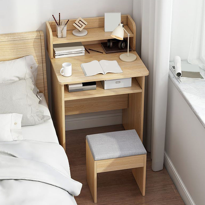 Bureau de bureau en bois moderne bureau de forme rectangulaire avec 2 jambes en blanc / naturel