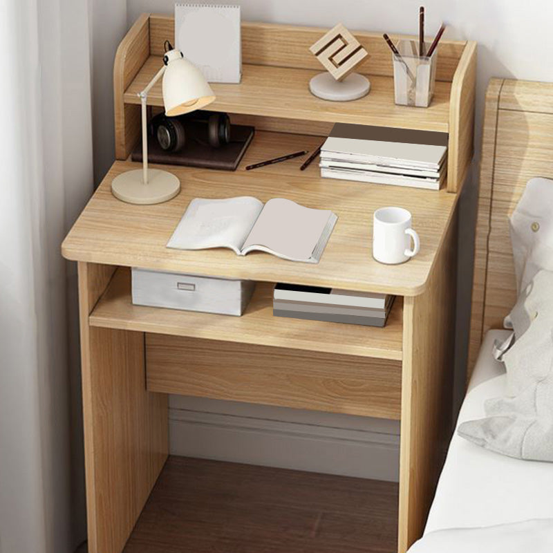 Bureau de bureau en bois moderne bureau de forme rectangulaire avec 2 jambes en blanc / naturel