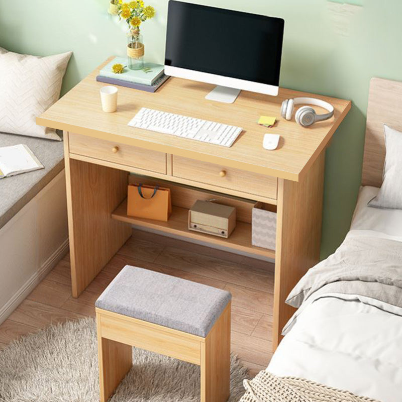 Bureau de bureau en bois moderne bureau de forme rectangulaire avec 2 jambes en blanc / naturel