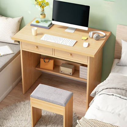 Bureau de bureau en bois moderne bureau de forme rectangulaire avec 2 jambes en blanc / naturel