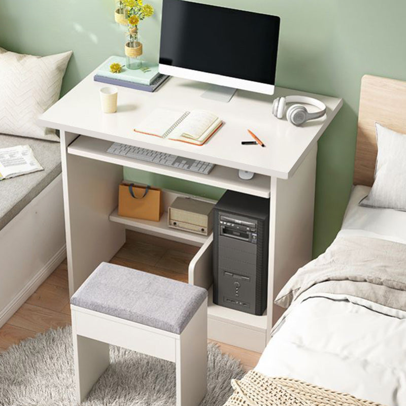 Bureau de bureau en bois moderne bureau de forme rectangulaire avec 2 jambes en blanc / naturel