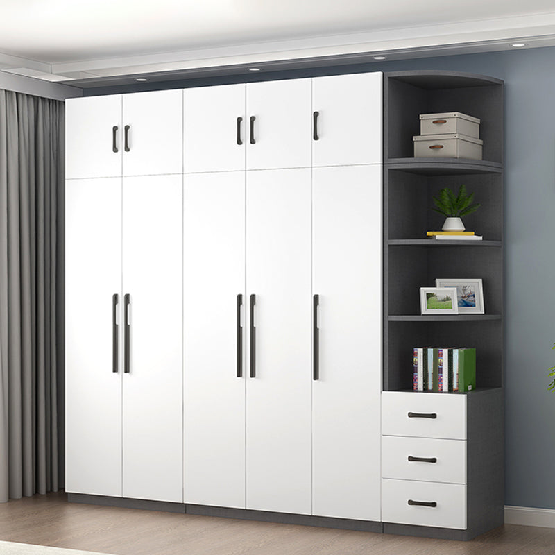 Engineered Wood Wardrobe Cabinet Modern Style Wardrobe Closet with Shelves