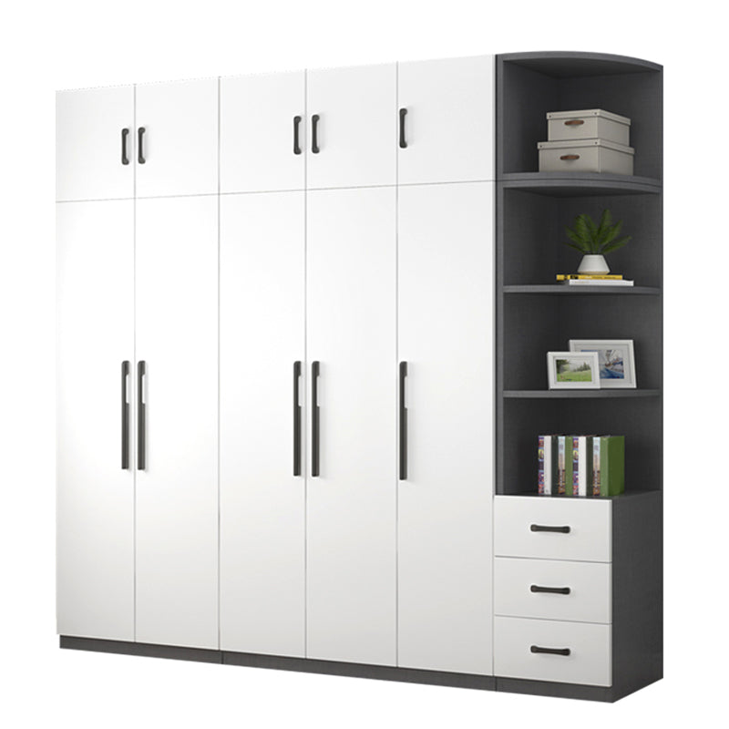 Engineered Wood Wardrobe Cabinet Modern Style Wardrobe Closet with Shelves
