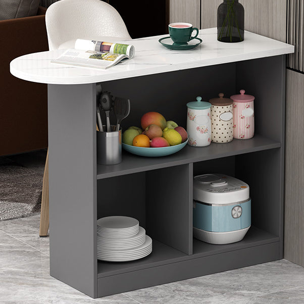 Wood Bar Table Modern Dining Table for Kitchen Living Room Coffee Room 39.4"L x 15.7"W x 39.4"H Gray-White Without Chairs Clearhalo 'Bar Furniture' 'Bar Tables' 'bar_tables' 'furn' 'furn_bar_tables' 'Furniture' 'Kitchen & Dining Furniture' 7404062
