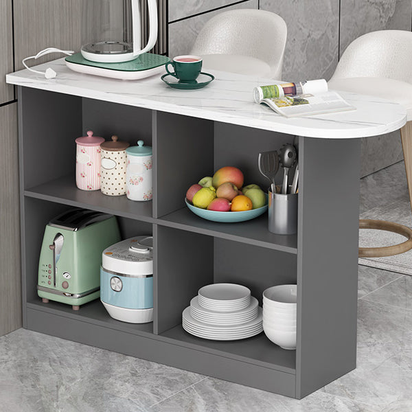 Wood Bar Table Modern Dining Table for Kitchen Living Room Coffee Room 47.2"L x 15.7"W x 39.4"H Gray-White Without Chairs Clearhalo 'Bar Furniture' 'Bar Tables' 'bar_tables' 'furn' 'furn_bar_tables' 'Furniture' 'Kitchen & Dining Furniture' 7404064