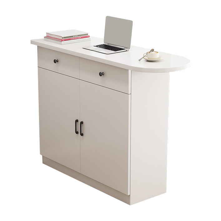 Specialty Contemporary Pub Table with Pedestal Manufactured Wood Bar Table White Without Chairs Clearhalo 'Bar Furniture' 'Bar Tables' 'bar_tables' 'furn' 'furn_bar_tables' 'Furniture' 'Kitchen & Dining Furniture' 7404083