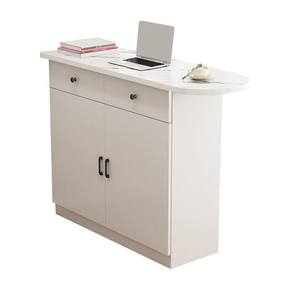 Specialty Contemporary Pub Table with Pedestal Manufactured Wood Bar Table Gloss White Without Chairs Clearhalo 'Bar Furniture' 'Bar Tables' 'bar_tables' 'furn' 'furn_bar_tables' 'Furniture' 'Kitchen & Dining Furniture' 7404086