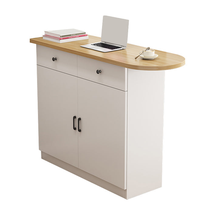 Specialty Contemporary Pub Table with Pedestal Manufactured Wood Bar Table Natural White Without Chairs Clearhalo 'Bar Furniture' 'Bar Tables' 'bar_tables' 'furn' 'furn_bar_tables' 'Furniture' 'Kitchen & Dining Furniture' 7404099