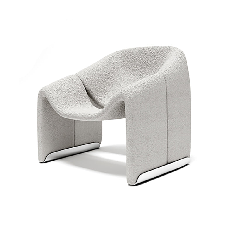 White Wool Accent Armchair with Sled Base and Tight Back in Solid Wood Gray 1 Piece Clearhalo 'Accent Chairs' 'accent_chairs' 'Chairs & Seating' 'furn' 'furn_accent_chairs' 'Furniture' 'Living Room Furniture' 7404108