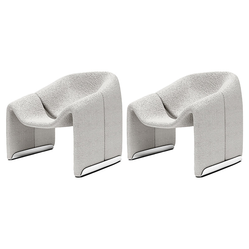 White Wool Accent Armchair with Sled Base and Tight Back in Solid Wood Gray 2 Piece Set Clearhalo 'Accent Chairs' 'accent_chairs' 'Chairs & Seating' 'furn' 'furn_accent_chairs' 'Furniture' 'Living Room Furniture' 7404109