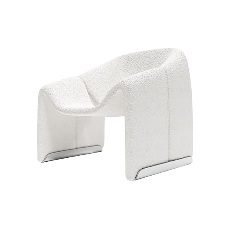 White Wool Accent Armchair with Sled Base and Tight Back in Solid Wood White 1 Piece Clearhalo 'Accent Chairs' 'accent_chairs' 'Chairs & Seating' 'furn' 'furn_accent_chairs' 'Furniture' 'Living Room Furniture' 7404111