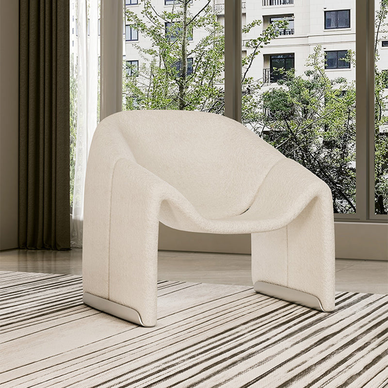 White Wool Accent Armchair with Sled Base and Tight Back in Solid Wood Clearhalo 'Accent Chairs' 'accent_chairs' 'Chairs & Seating' 'furn' 'furn_accent_chairs' 'Furniture' 'Living Room Furniture' 7404112