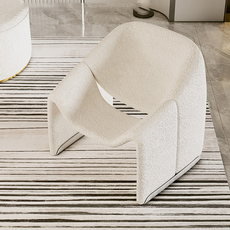 White Wool Accent Armchair with Sled Base and Tight Back in Solid Wood Clearhalo 'Accent Chairs' 'accent_chairs' 'Chairs & Seating' 'furn' 'furn_accent_chairs' 'Furniture' 'Living Room Furniture' 7404113