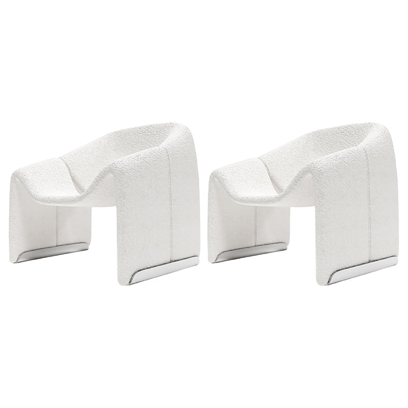 White Wool Accent Armchair with Sled Base and Tight Back in Solid Wood White 2 Piece Set Clearhalo 'Accent Chairs' 'accent_chairs' 'Chairs & Seating' 'furn' 'furn_accent_chairs' 'Furniture' 'Living Room Furniture' 7404114