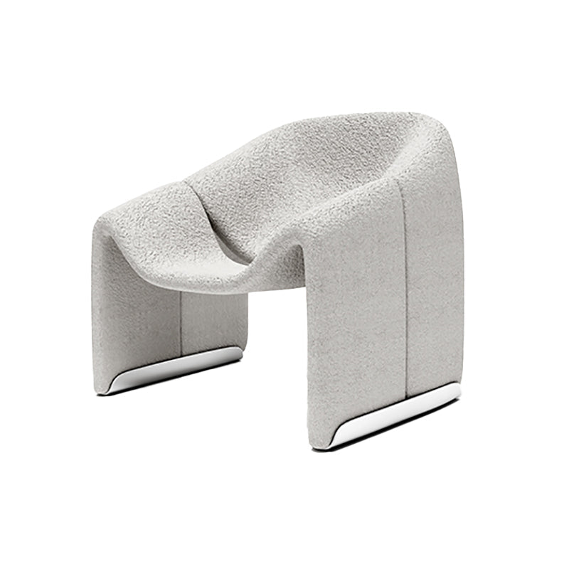 White Wool Accent Armchair with Sled Base and Tight Back in Solid Wood Clearhalo 'Accent Chairs' 'accent_chairs' 'Chairs & Seating' 'furn' 'furn_accent_chairs' 'Furniture' 'Living Room Furniture' 7404115