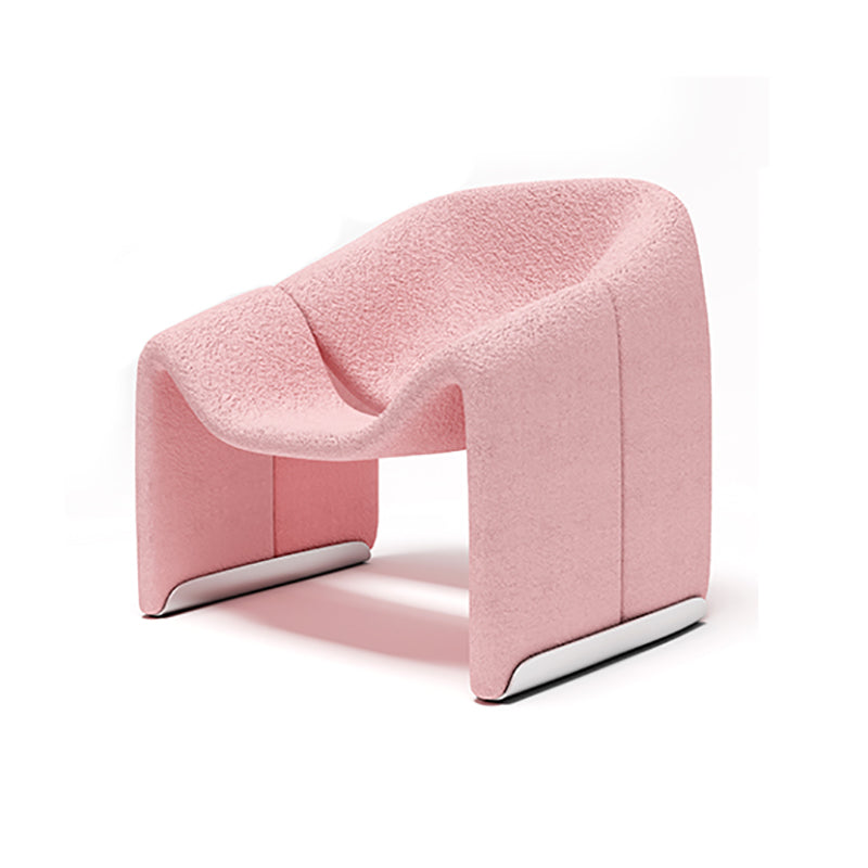 White Wool Accent Armchair with Sled Base and Tight Back in Solid Wood Pink 1 Piece Clearhalo 'Accent Chairs' 'accent_chairs' 'Chairs & Seating' 'furn' 'furn_accent_chairs' 'Furniture' 'Living Room Furniture' 7404116
