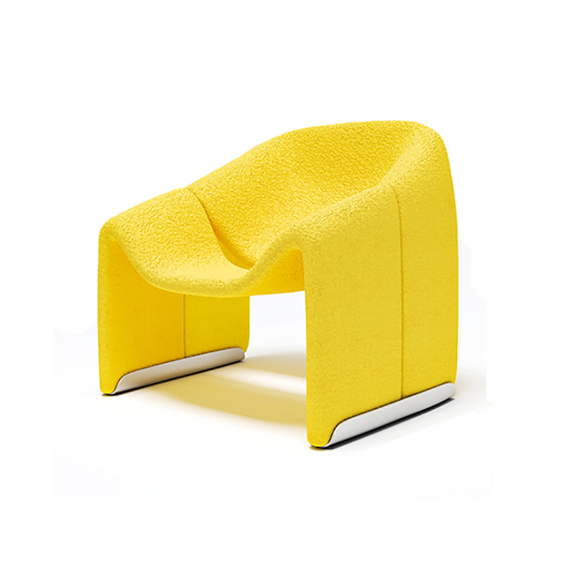 White Wool Accent Armchair with Sled Base and Tight Back in Solid Wood Yellow 1 Piece Clearhalo 'Accent Chairs' 'accent_chairs' 'Chairs & Seating' 'furn' 'furn_accent_chairs' 'Furniture' 'Living Room Furniture' 7404119