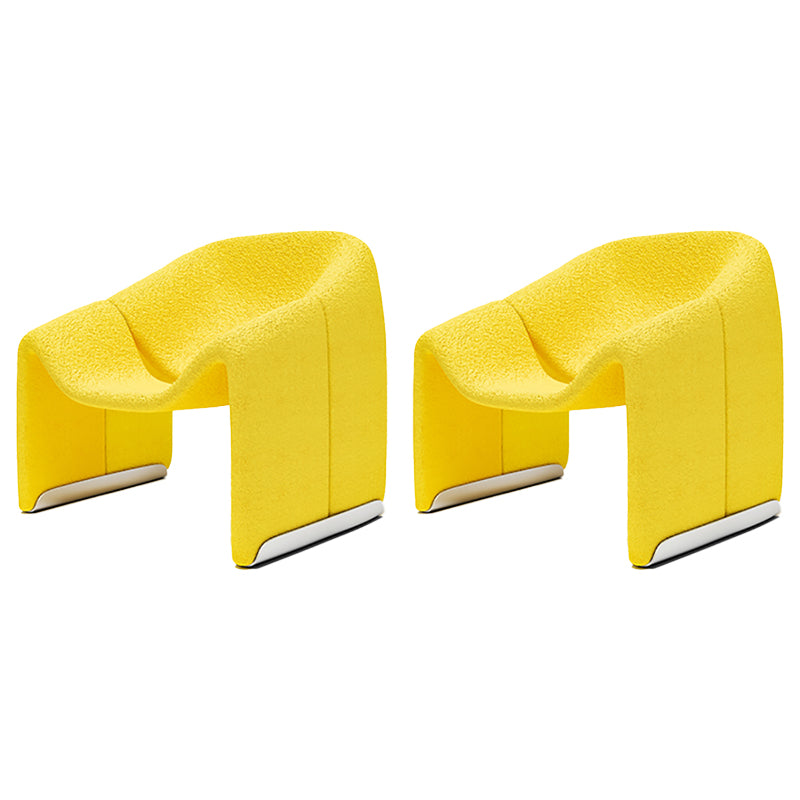 White Wool Accent Armchair with Sled Base and Tight Back in Solid Wood Yellow 2 Piece Set Clearhalo 'Accent Chairs' 'accent_chairs' 'Chairs & Seating' 'furn' 'furn_accent_chairs' 'Furniture' 'Living Room Furniture' 7404121