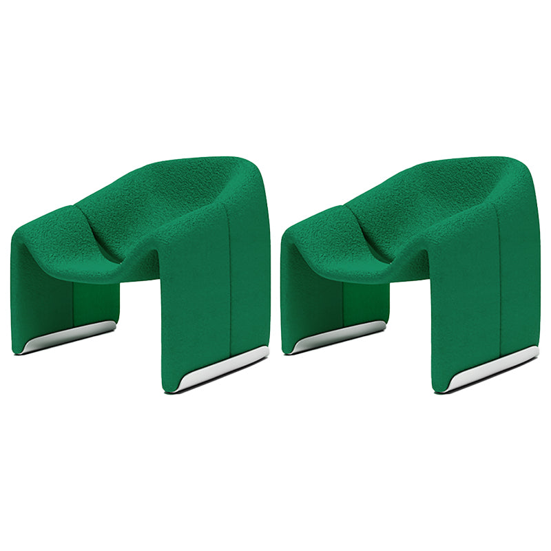 White Wool Accent Armchair with Sled Base and Tight Back in Solid Wood Green 2 Piece Set Clearhalo 'Accent Chairs' 'accent_chairs' 'Chairs & Seating' 'furn' 'furn_accent_chairs' 'Furniture' 'Living Room Furniture' 7404125