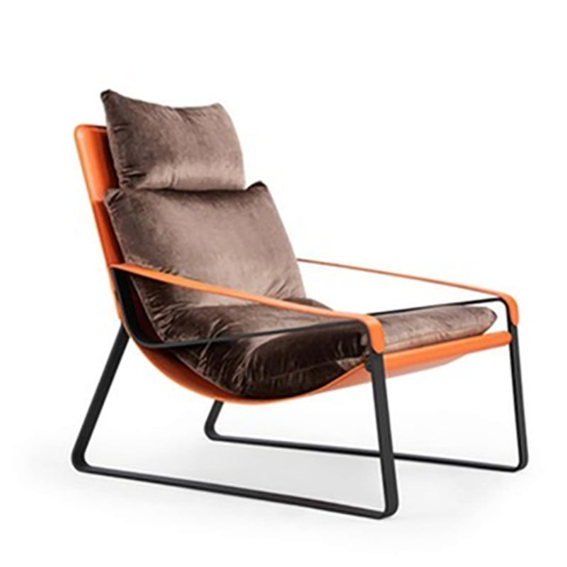 Mid-Century Modern Accent Armchair with Loose Back and Sled Base Brown 1 Piece Orange Clearhalo 'Accent Chairs' 'accent_chairs' 'Chairs & Seating' 'furn' 'furn_accent_chairs' 'Furniture' 'Living Room Furniture' 7404128