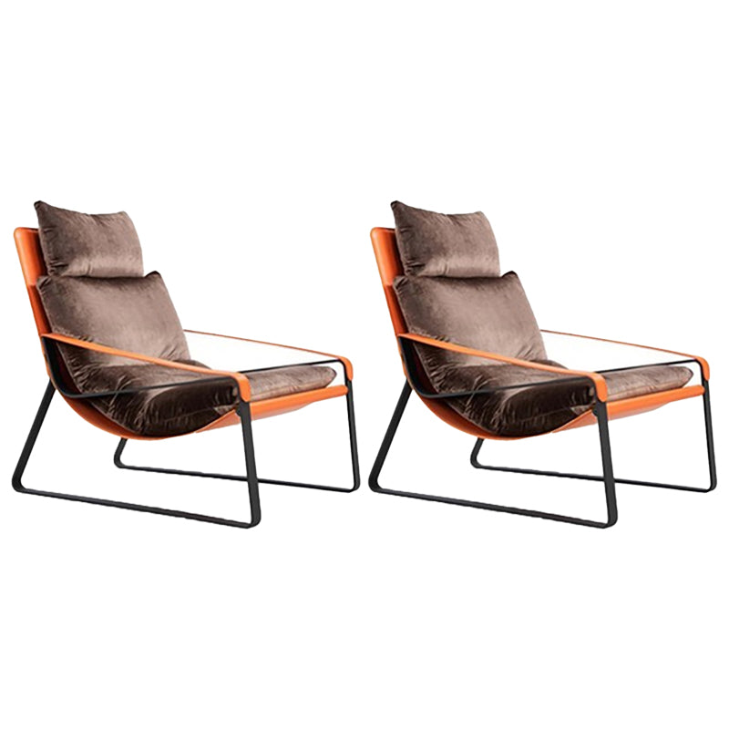 Mid-Century Modern Accent Armchair with Loose Back and Sled Base Brown 2 Piece Set Orange Clearhalo 'Accent Chairs' 'accent_chairs' 'Chairs & Seating' 'furn' 'furn_accent_chairs' 'Furniture' 'Living Room Furniture' 7404130