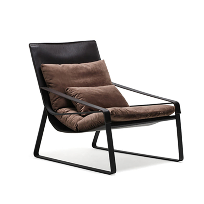 Mid-Century Modern Accent Armchair with Loose Back and Sled Base Brown 1 Piece Brown Clearhalo 'Accent Chairs' 'accent_chairs' 'Chairs & Seating' 'furn' 'furn_accent_chairs' 'Furniture' 'Living Room Furniture' 7404132