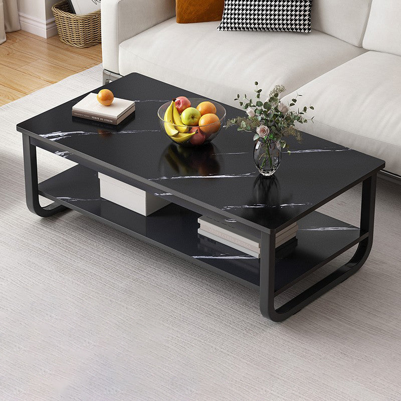 Contemporary Sled Cocktail Table Rectangle Single Coffee Table 47"L x 24"W x 16"H Matte Black Clearhalo 'Coffee & Accent Tables' 'Coffee Tables' 'coffee_tables' 'furn' 'furn_coffee_tables' 'Furniture' 'Living Room Furniture' 7404247